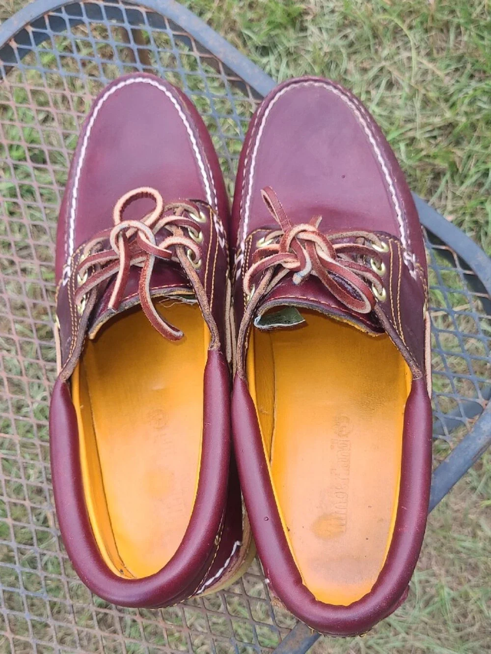 Timberland Men's Brown Leather Boat Shoes with Tan Crepe Sole Size Mens 9.5m